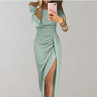 Elegantes Abendkleid für Damen mit langen Ärmeln – Grün