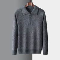 Herren Kaschmir Troyer Pullover - Warme Strickmode – Grau
