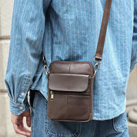 Kleine Echtleder Schultertasche Herren – Dunkelbraun