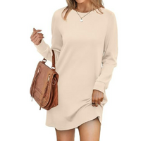Warmes und bequemes Damenkleid für kalte Tage – Khaki