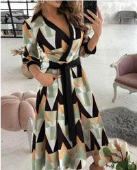 Damen Wickelkleid mit Riemen - Eleganter Schnitt, Vielseitig Tragbar – Rautendruck