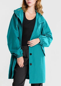 Wasserfeste Damen-Regenjacke mit Kapuze | Warm & Winddicht | Übergroße Passform – Smaragdgrün