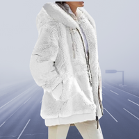 Damen Oversized Teddyjacke | Kuschelig & Warm | Wintermantel – Schneeweiß