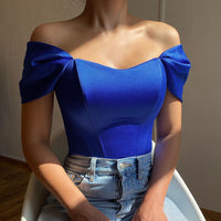Madonna | Stilvolles modernes Korsett Mode Top – Blau