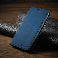Huawei Hülle | Magnetische Ledertasche für stilvollen Sommer-Schutz – Blau