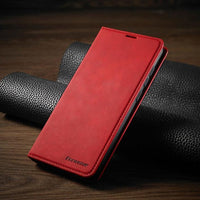 Huawei Hülle | Magnetische Ledertasche für stilvollen Sommer-Schutz – Rot