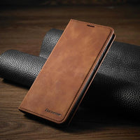 Huawei Hülle | Magnetische Ledertasche für stilvollen Sommer-Schutz – Braun