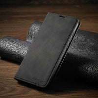 Huawei Hülle | Magnetische Ledertasche für stilvollen Sommer-Schutz – Schwarz