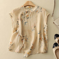 Lena | Ärmellos Häkelborte Top – Beige