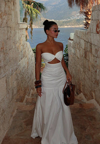Fira | Bustierkleid Elegant Lang – Weiß