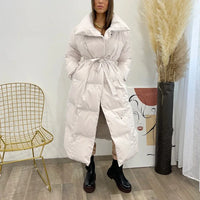 Dopi | Lange Damenjacke mit Gürtel – Beige