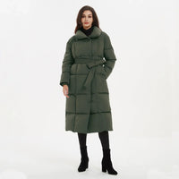 Dopi | Lange Damenjacke mit Gürtel – Grün