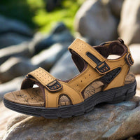 Sandalen für Herren - Bequeme Outdoor Trekkingsandalen für den Sommer – Gelb Braun