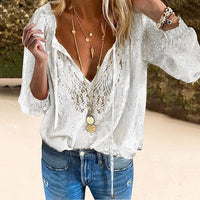 Manuela | Zeitlose Bluse mit Spitzendetail – Weiß