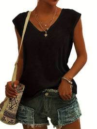 Marie | Elegantes T Shirt mit V Ausschnitt – Schwarz