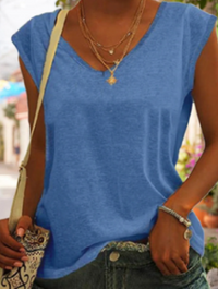 Marie | Elegantes T Shirt mit V Ausschnitt – Königsblau