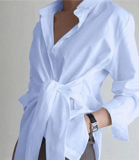 Marina | Langärmlige Bluse für Freizeit und Abendgarderobe – Blau