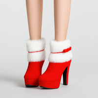 Marivelle | Plüsch-Winterstiefel mit Schleife – Rot