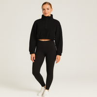 Marlis | Fleecegefüttertes Yoga-Outfit-Set – Schwarz