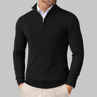 Mattia | Bequemer Pullover mit halbem Reißverschluss – Schwarz
