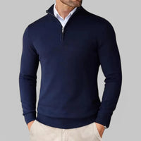Mattia | Bequemer Pullover mit halbem Reißverschluss – Marine
