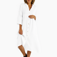 Sommerkleid für Damen – Luftiges langes Hemdblusenkleid – Weiß