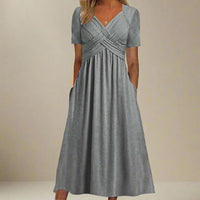 Sommerkleid für Damen – Luftiges Tunikakleid mit Taschen – Grau