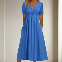 Sommerkleid für Damen – Luftiges Tunikakleid mit Taschen – Blau