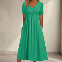 Sommerkleid für Damen – Luftiges Tunikakleid mit Taschen – Grün