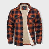 Klaus - Gefütterte Karo-Hemdjacke – Orange