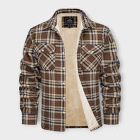 Klaus - Gefütterte Karo-Hemdjacke – Braun