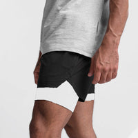 Tyler - Bequeme Fitness Shorts – Schwarz Weißes Futter