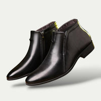 Julian | Seitlicher Reißverschluss Knöchelhoher Schaft Stiefeletten – Schwarz
