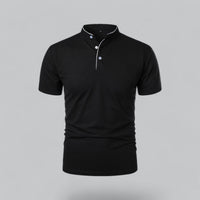 William | Ohne Kragen Taillierter Schnitt Poloshirt – Schwarz