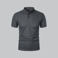 William | Ohne Kragen Taillierter Schnitt Poloshirt – Dunkelgrau