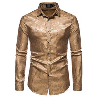 Oliver | Langarm Hochglanz Langarmhemd – Gold