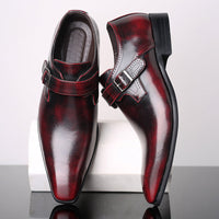 Humphrey | Einzelschnalle Mönchsgurt Schnallenschuhe – Rot