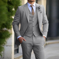 Herren Modern Elegant Hochzeitsgast Anzug Set | 3-teiliges Set – Grau