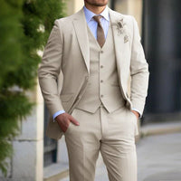3-teiliger Hochzeitsgastanzug Für Herren | Elegant – Beige