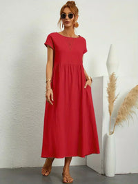 Leichte Baumwollrobe mit Taschen Sarina™ – Rot