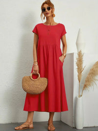 Cintia – Lässiges Midi Kleid – Rot