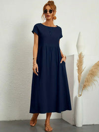 Keiraen - Elegantes Soft-Touch-Kleid – Marine