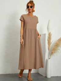 Leichte Baumwollrobe mit Taschen Sarina™ – Khaki