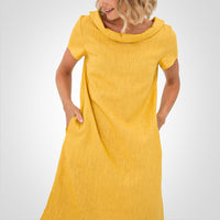 Carlotta -  Sommerkleid aus Leinen – Gelb