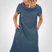 Carlotta -  Sommerkleid aus Leinen – Dunkelblau