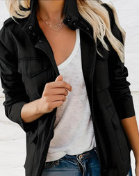 Damen Lässige Übergangsjacke | mit Taschen – Schwarz