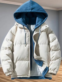 Reigella | Herren Casual Dicke Thermo-Reißverschlussjacke, Langarm mit Kapuze Winddicht – Milchig