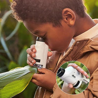 Mini-Taschenmikroskop – LED-Licht & 60- bis 120-facher Zoom für lehrreiche Entdeckungen von Kindern – Weiß