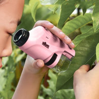 Mini-Taschenmikroskop – LED-Licht & 60- bis 120-facher Zoom für lehrreiche Entdeckungen von Kindern – Rosa