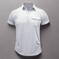 Poloshirt für Herren – Leichtes Sommer Polo mit Brusttasche für heiße Tage – Weiß